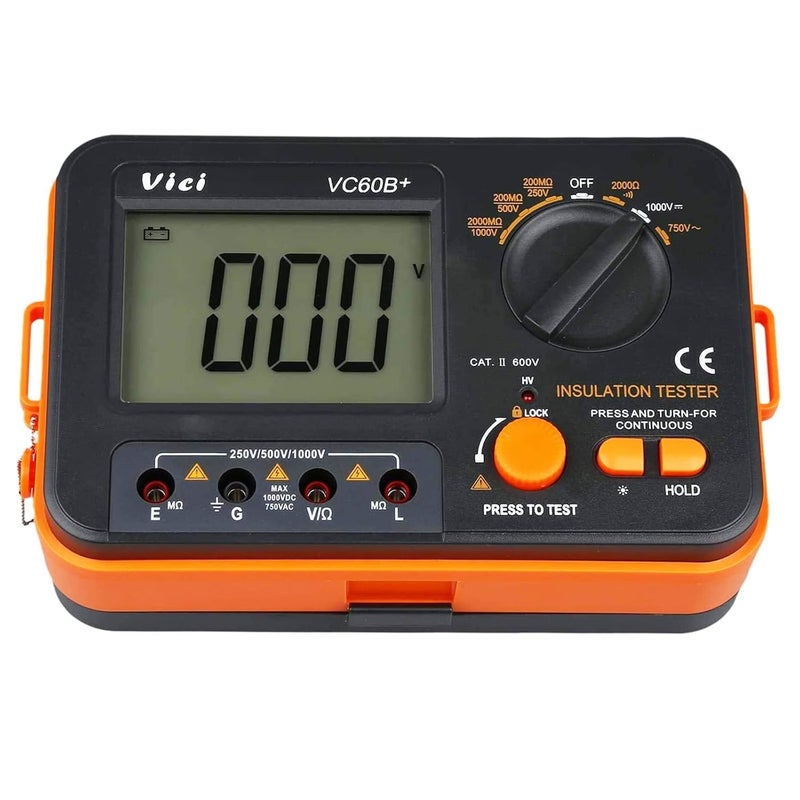 JUNLIXN VC60B+ Digital Insulation Resistance Tester, DC250/500/1000V AC750V Megohm Meter Double Alarm Backlight LCD Display & Data Hold OHM Meter DCV ACV Megohmmeter - Image 1